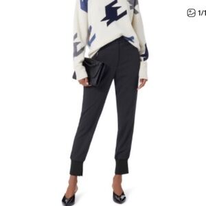 3.1 Phillip Lim Midnight Navy Pinstripe Tapered Pants Side Stripe Size 2